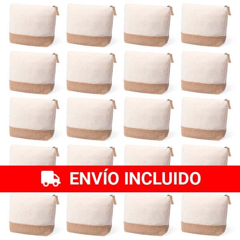 Lot de 20 trousses de toilette en coton et jute