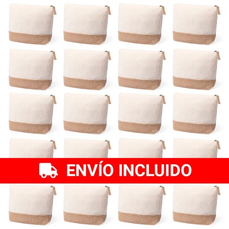 Lot of 20 cotton and jute toiletry bags