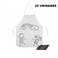 Pack of 20 aprons with stick figures for coloring
