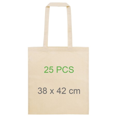 25 Cotton bags with handles - 42 x 38 cm 140 gr