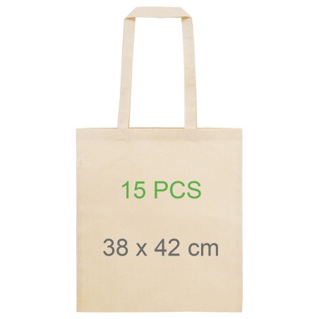 15 sacs en coton avec anses - 38 x 42 cm