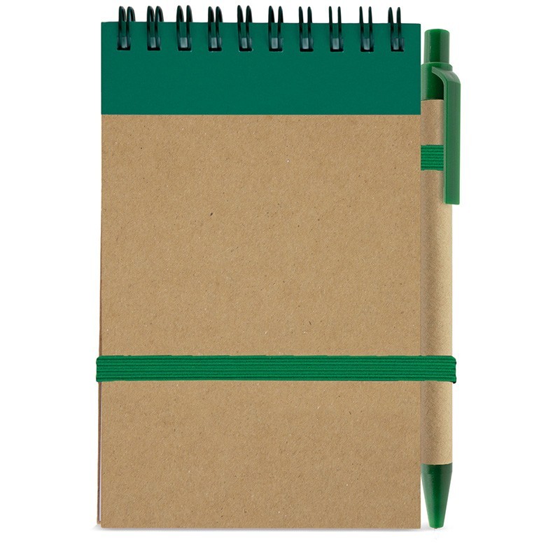Small A6 Notebook with Plain Pages and Green Pen