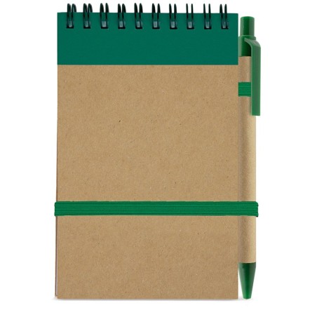 Small A6 Notebook with Plain Pages and Green Pen