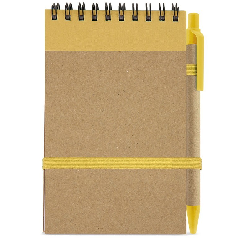 Small A6 Notebook with Plain Pages and Yellow Pen