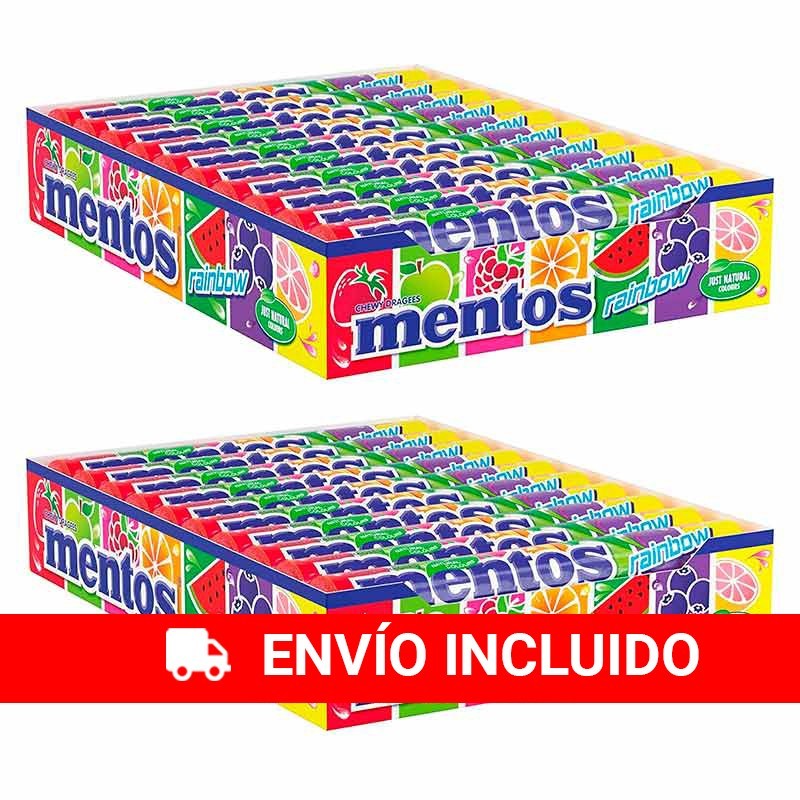 2 Cajas 40 Mentos Rainbow Caramelo Masticable 38 gr