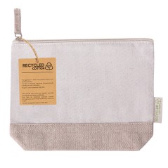Trousse de toilette en coton recyclé naturel et marron