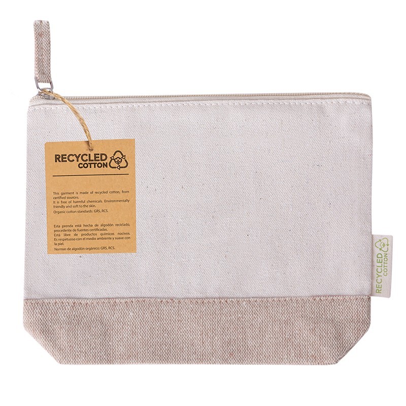 Recycled Cotton Toiletry Bag in Natural and Brown