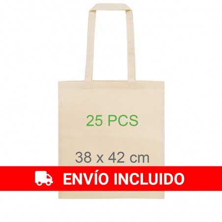 25 Bolsas de algodón con asas - 42 x 38 cm 140 gr