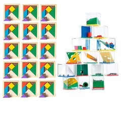 Pack 15 puzzles Tangram y 15 juegos de habilidad