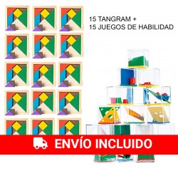 Pack 15 Puzzles Tangram y 15 Juegos de Habilidad