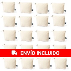 Trousse de toilette en coton avec fermeture éclair (20 pièces)