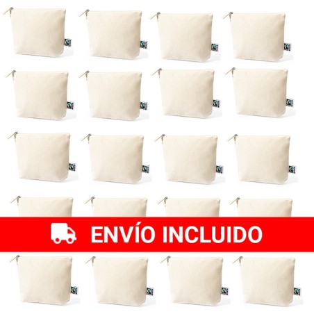 Trousse de toilette en coton avec fermeture éclair (20 pièces)