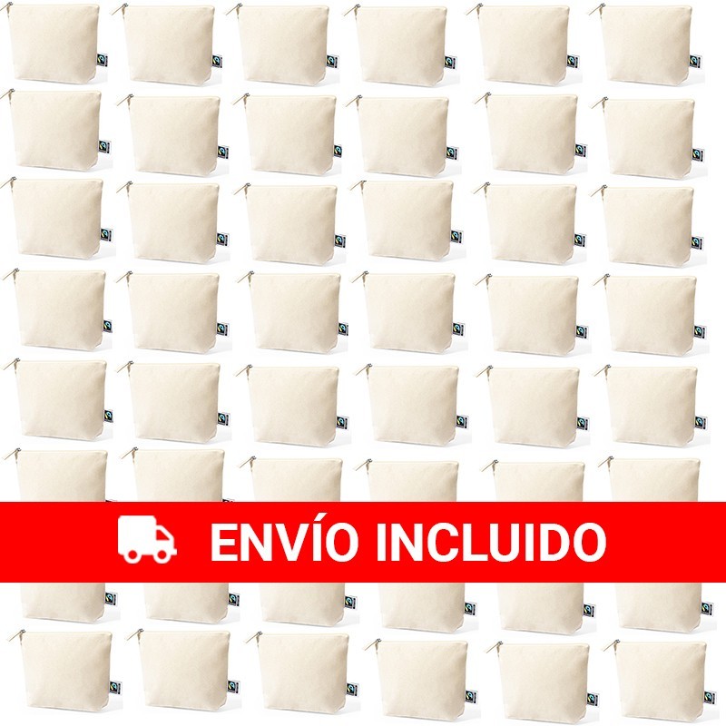 Trousse de toilette en coton avec fermeture éclair (50 pièces)
