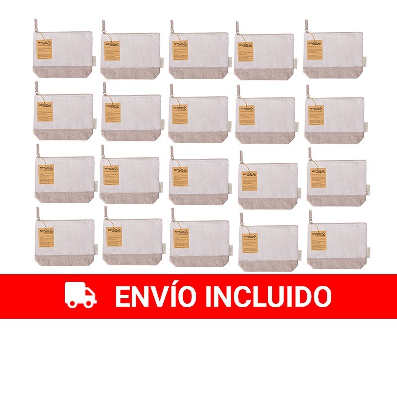 20 Toiletry bags made of recycled cotton in natural and brown