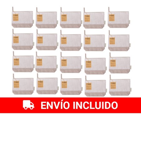 20 trousses de toilette en coton recyclé, coloris naturel et marron