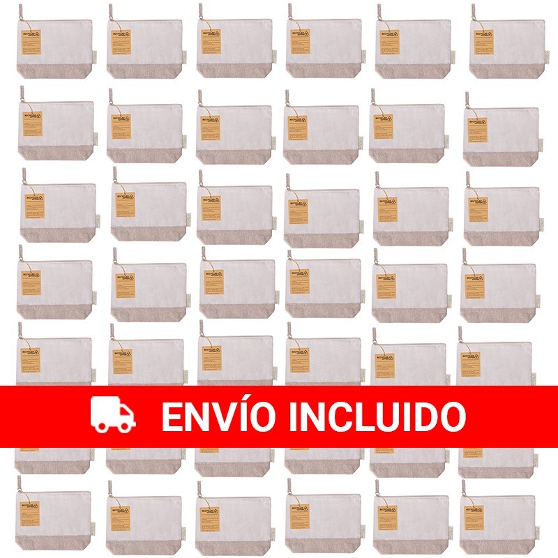 50 trousses de toilette en coton recyclé, naturel et marron