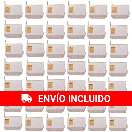 50 trousses de toilette en coton recyclé, naturel et marron