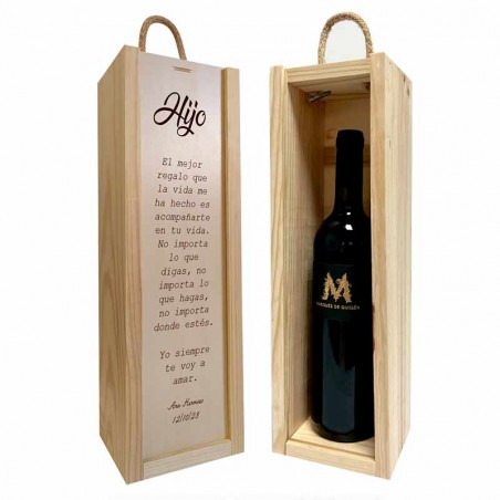 Caja personalizada con vino Rioja Hijo