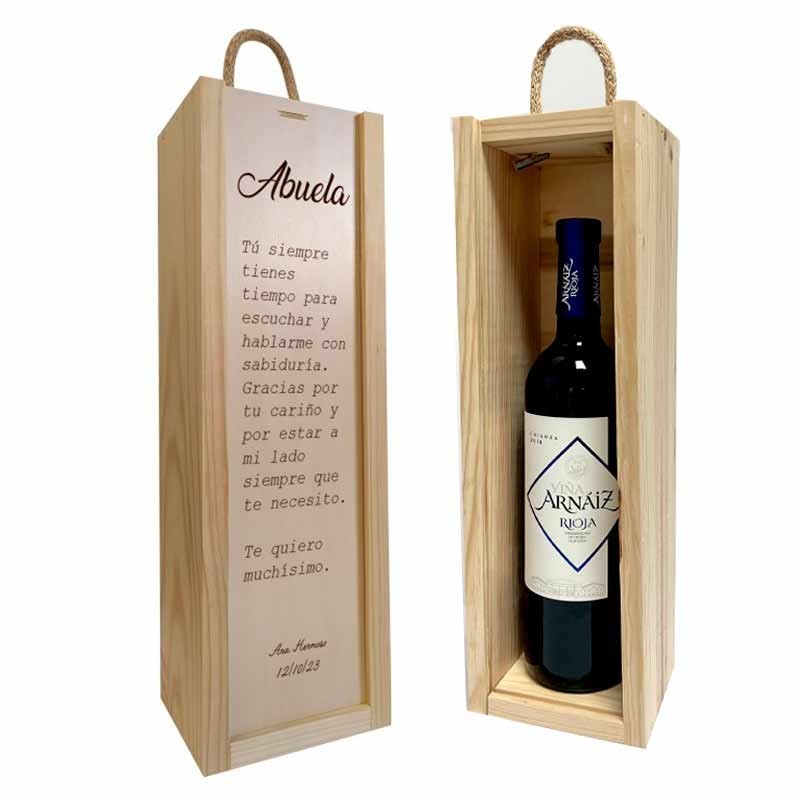 Personalized box with Rioja wine for Grandma