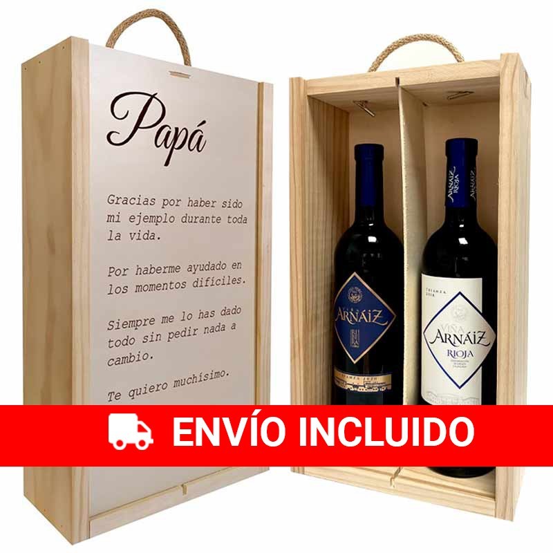 Coffret personnalisé avec bouteilles de vin pour papa