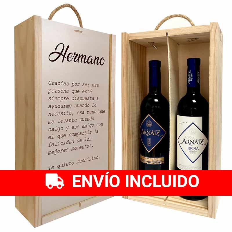 Personalized box with 2 bottles of wine for brother