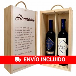 Caja personalizada con botellas de vinos Hermana