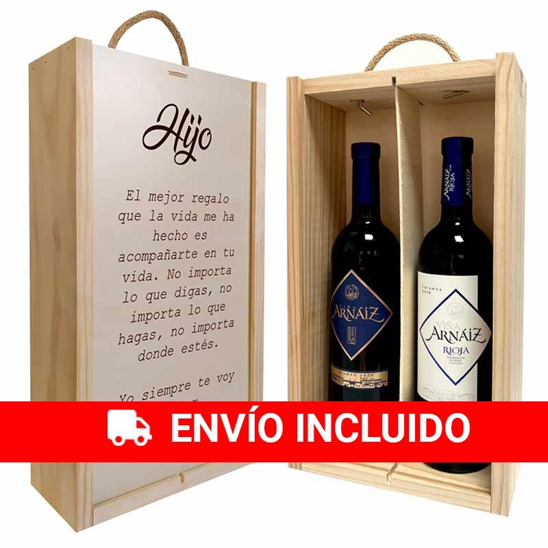 Caja Personalizada con botellas de vino Hijo