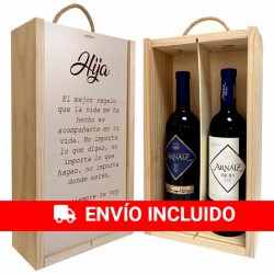 Caja personalizada con botellas de vino Hija