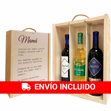 Personalized box with 3 bottles of wine for Mom