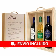 Coffret personnalisé avec 3 bouteilles de vin pour papa
