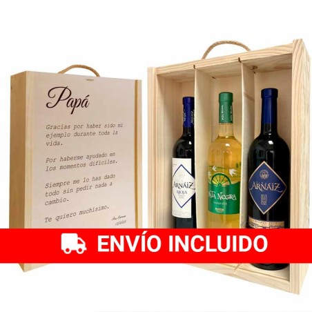 Coffret personnalisé avec 3 bouteilles de vin pour papa