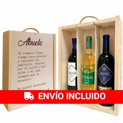 Caja con 3 botellas de vinos personalizada Abuelo