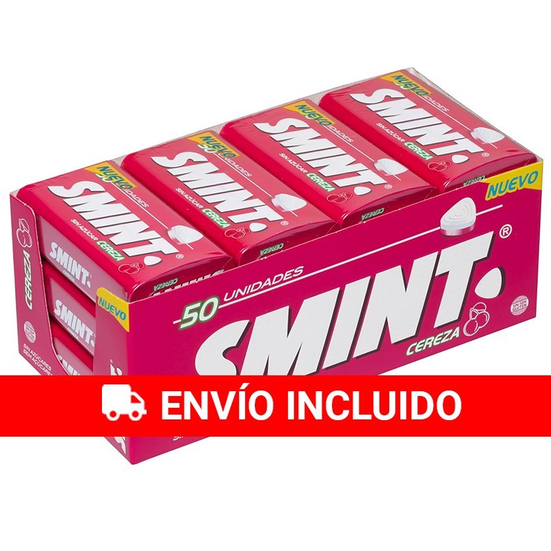 Caja 12 latas Smint Tin Cereza caramelo comprimido 35 gr