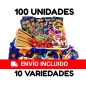 Pack de 100 Chuches y juguetes para rellenos piñatas y bolsas de cumpleaños