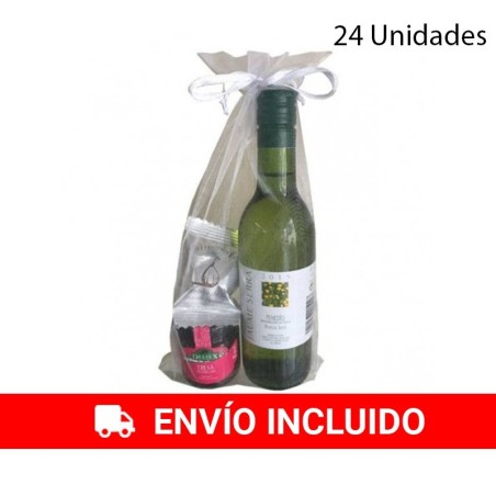 Lote 24 unidades de vino blanco, mermelada y bombón de higos