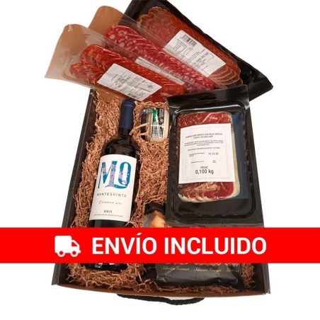 Lote económico de ibéricos Deliex y vino Montequinto para regalar