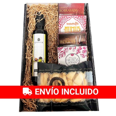 Gift basket with gourmet oil and pâtés
