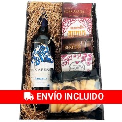 Cesta regalo con vino y patés gourmet