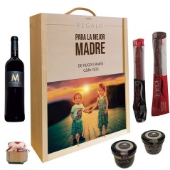 Lote Navidad gourmet personalizado caja madera - Regalos gourmet