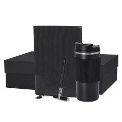 Gift Set with Notebook, Rollerball Pen, and Thermal Mug