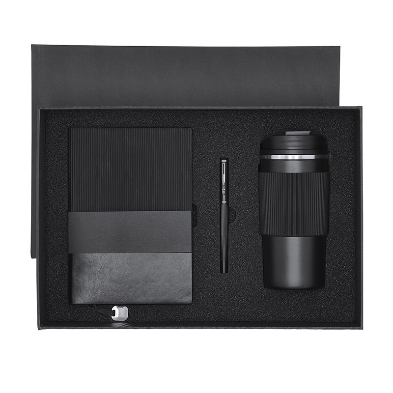 Gift Set with Notebook, Rollerball Pen, and Thermal Mug
