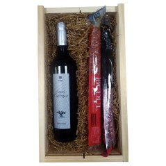 Lote para regalar en navidad con vino y embutidos