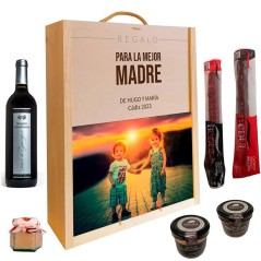 Lote Navidad gourmet personalizado caja madera - Regalos gourmet