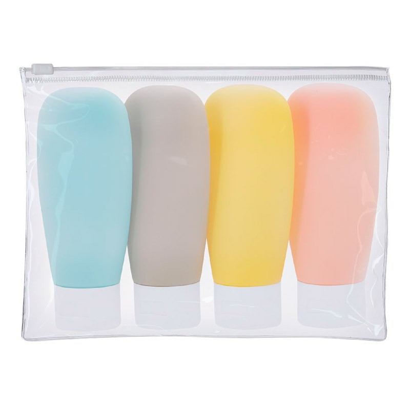 Trousse de toilette de voyage avec flacons colorés