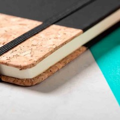 A5 Notebook in Cork and Black Faux Leather