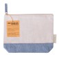 Trousse de toilette en coton recyclé beige et bleu (180 g/m²)