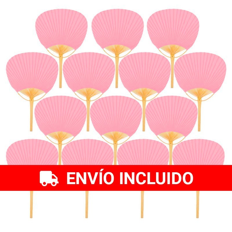 Lot de 20 éventails Pai Pai en bambou couleur rose