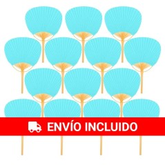 20 éventails Pai Pai couleur bleu bambou