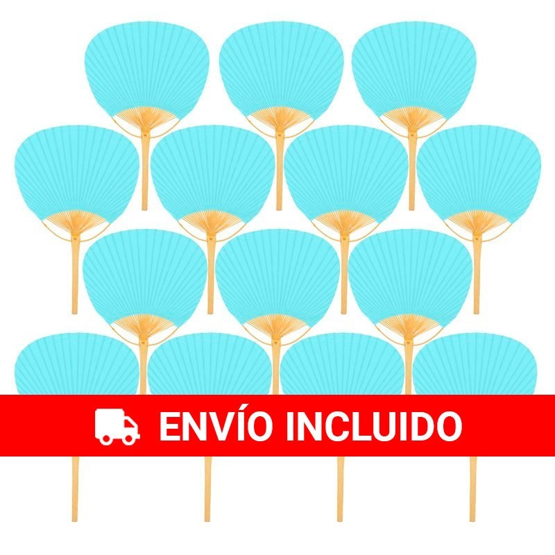 20 éventails Pai Pai couleur bleu bambou