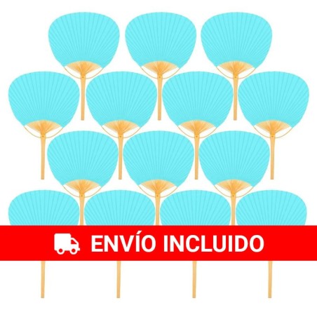 20 éventails Pai Pai couleur bleu bambou